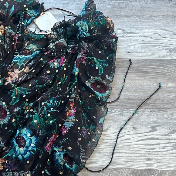 Ulla Johnson Black Floral Ruffle Blouse sizes X-Large new with tag - Picture 5 of 8